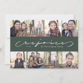 宗教的なクリスマスの写真コラージュ緑を喜ぶ シーズンカード (正面)