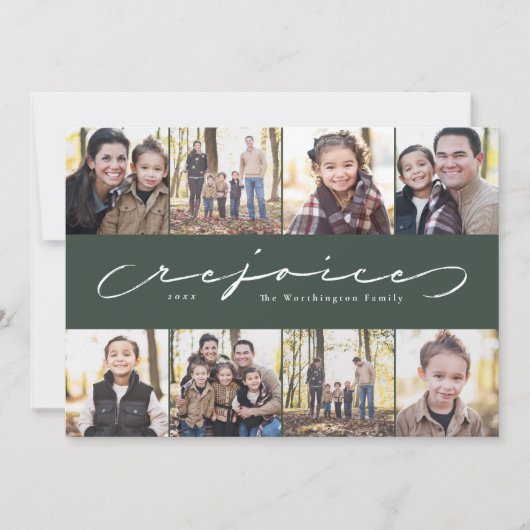 宗教的なクリスマスの写真コラージュ緑を喜ぶ シーズンカード (正面)