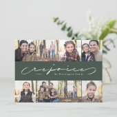 宗教的なクリスマスの写真コラージュ緑を喜ぶ シーズンカード (スタンド正面)