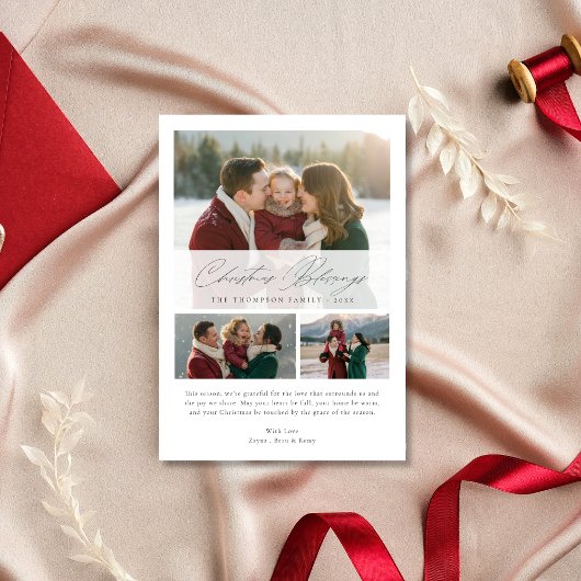 宗教的なクリスマスの恵みエレガント家族の写真 シーズンカード