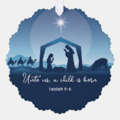 宗教的なクリスマスの聖書の詩のキリスト降誕のシーン オーナメントカード (正面)