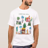 宗教的なクリスマスの馬小屋のシーンTシャツ Tシャツ (正面)