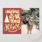 宗教的なクリスマスはイエスに関する写真のホイル 箔シーズンカード (正面)