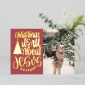宗教的なクリスマスはイエスに関する写真のホイル 箔シーズンカード (立ち正面)