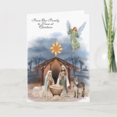 宗教的なクリスマスイエスメリージョセフの水色 カード (正面)