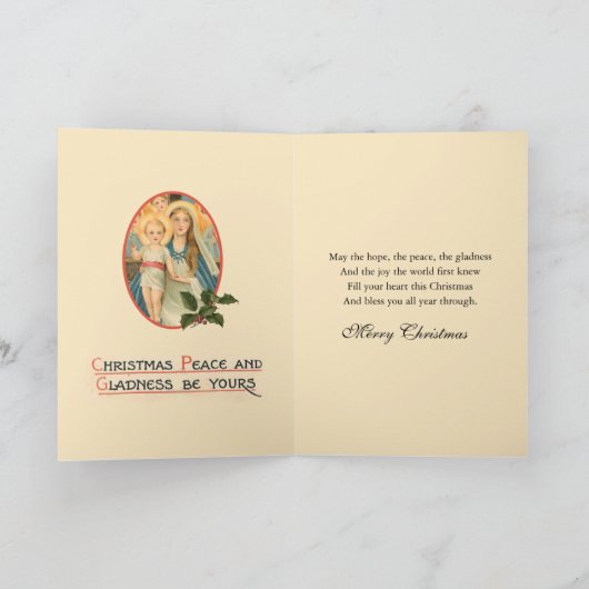 宗教的なクリスマスイエスヴァージンメアリーエンジェルズホリド シーズンカード (内部)