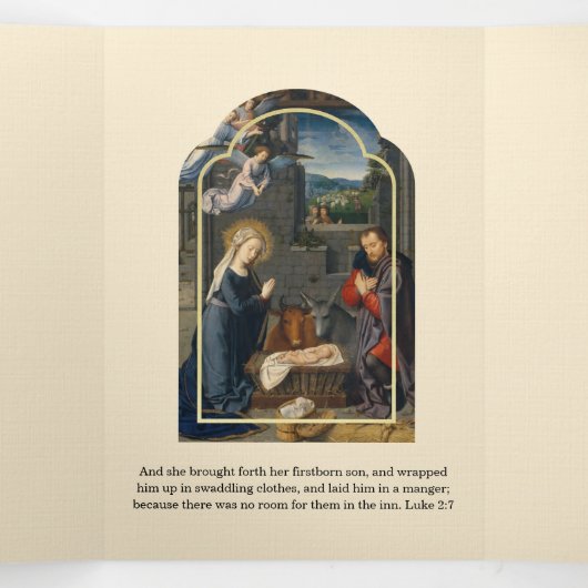 宗教的なクリスマスイエスヴァージンメアリーセントジョセフ 三つ折りクリスマスカード (内部中)