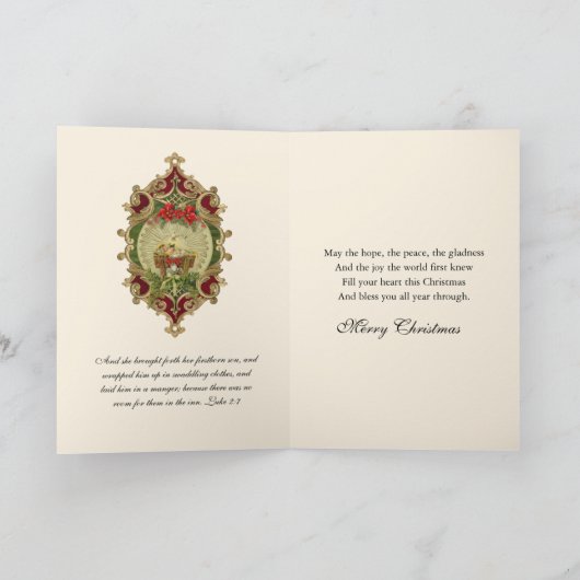 宗教的なクリスマスイエスヴァージンメアリーヴィンテージ シーズンカード (内部)