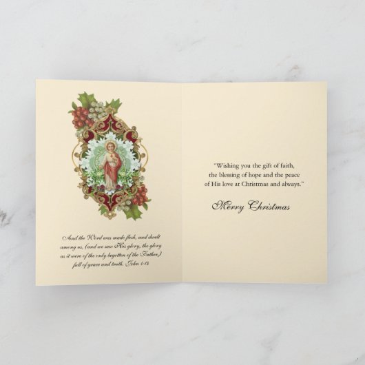 宗教的なクリスマスイエス聖なる書物、 経典祈りの言葉 シーズンカード (内部)