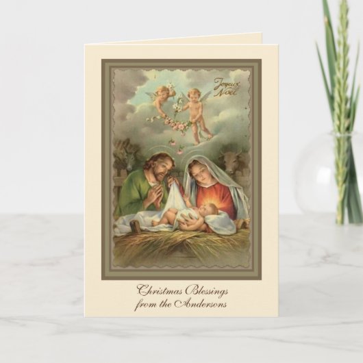 宗教的なクリスマスイエズス聖ヨセフヴァージンマリア シーズンカード (正面)