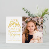 宗教的なクリスマスエンジェルエレガントキッズフォト金ゴールド 箔シーズンカード (立ち正面)