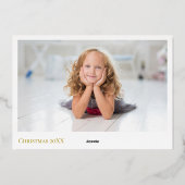 宗教的なクリスマスエンジェルエレガントキッズフォト金ゴールド 箔シーズンカード (裏面)