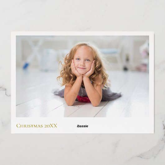 宗教的なクリスマスエンジェルエレガントキッズフォト金ゴールド 箔シーズンカード (裏面)