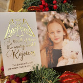 宗教的なクリスマスエンジェルエレガントキッズフォト金ゴールド 箔シーズンカード