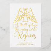 宗教的なクリスマスエンジェルレジョイスカスタム金ゴールド 箔シーズンカード (正面)