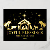 宗教的なクリスマスジョイ恵みマニャーホリー 箔シーズンポストカード (正面)