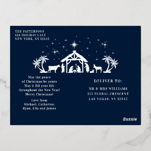 宗教的なクリスマスジョイ恵みマニャーホリー 箔シーズンポストカード (裏面)