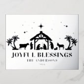 宗教的なクリスマスジョイ恵みマニャーホリー 箔シーズンポストカード (正面)