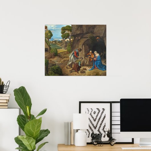 宗教的なクリスマスジョルギオーネ絵画の羊飼い ポスター (ホームオフィス)