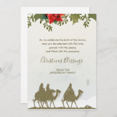 宗教的なクリスマススリーキングスポインセチア シーズンカード (正面/裏面)