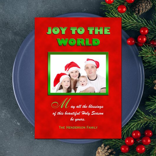 宗教的なクリスマスファミリーフォトフラットカード シーズンカード