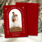 宗教的なクリスマスファミリーフォトミニマリストレッド シーズンカード
