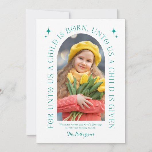 宗教的なクリスマスファミリー写真ミニマル主義者 シーズンカード (正面)