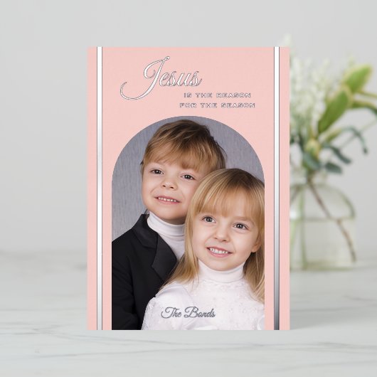 宗教的なクリスマスフォトイエス赤面フォイルカード 箔招待状 (立ち正面)