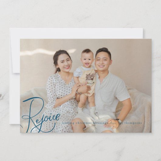 宗教的なクリスマスフォトカードレジョイス海軍ブルー シーズンカード (正面)