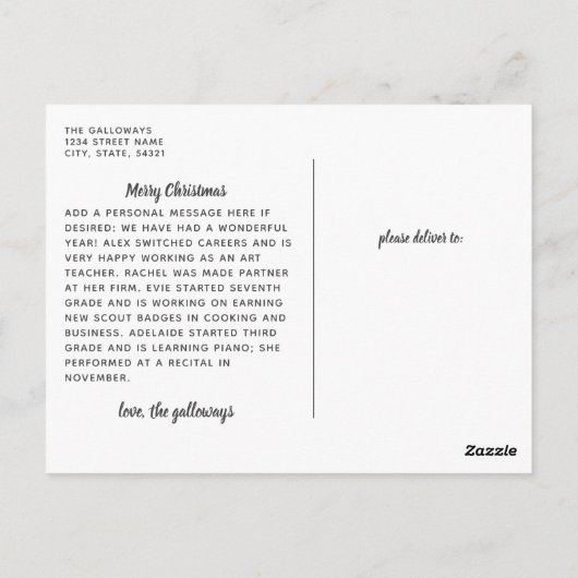 宗教的なクリスマスフルフォト ポストカード (裏面)