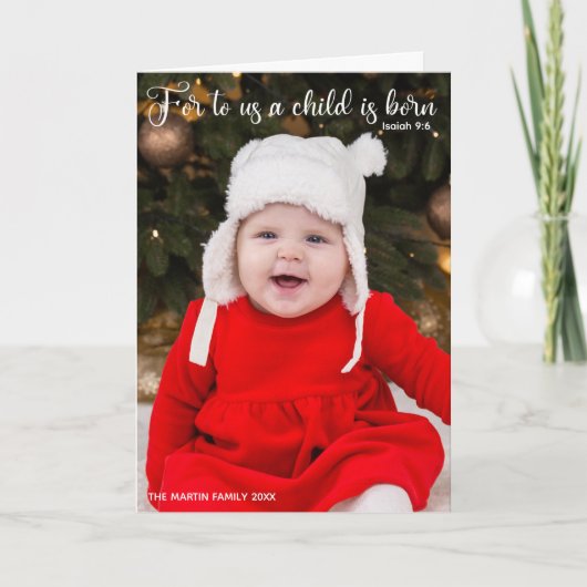 宗教的なクリスマスベビー写真生まれたばかりの折り シーズンカード (正面)