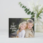 宗教的なクリスマスホワイトオーバーレイフルフォト ポストカード (スタンド正面)