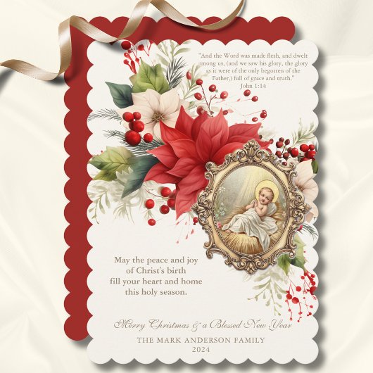 宗教的なクリスマスポインセチアベビーイエス