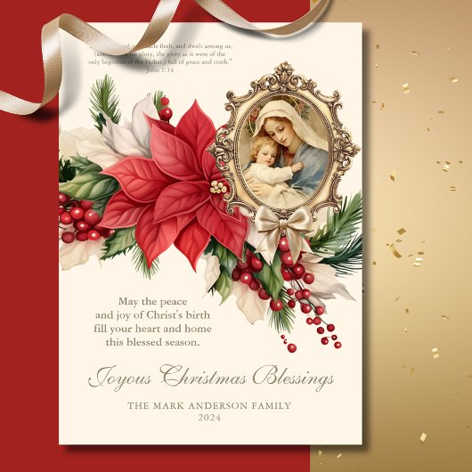 宗教的なクリスマスポインセチア・メアリー&イエス