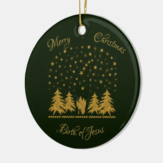 宗教的なクリスマスヴァージンマリア,聖ヨセフ,イエス セラミックオーナメント (左)