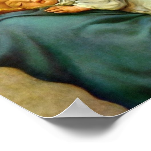 宗教的なクリスマスヴァージンメアリーイエスヴィンテージ ポスター (角)