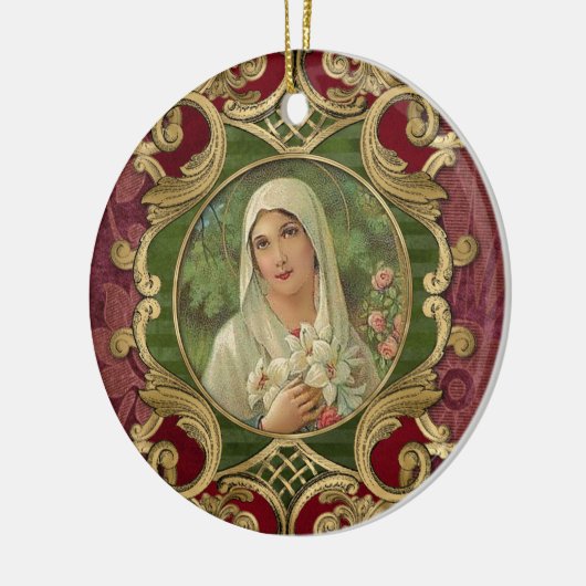 宗教的なクリスマスヴァージンメアリーエレガントヴィンテージ セラミックオーナメント (左)