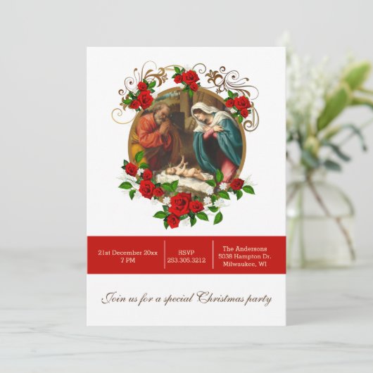 宗教的なクリスマス出生イエスパーティー 招待状 (スタンド正面)