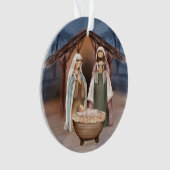 宗教的なクリスマス出生シーンと聖なる書物、 経典 オーナメント (正面)