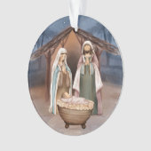 宗教的なクリスマス出生シーンと聖なる書物、 経典 オーナメント (正面)