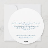 宗教的なクリスマス出生シーンと聖なる書物、 経典 シーズンカード (裏面)