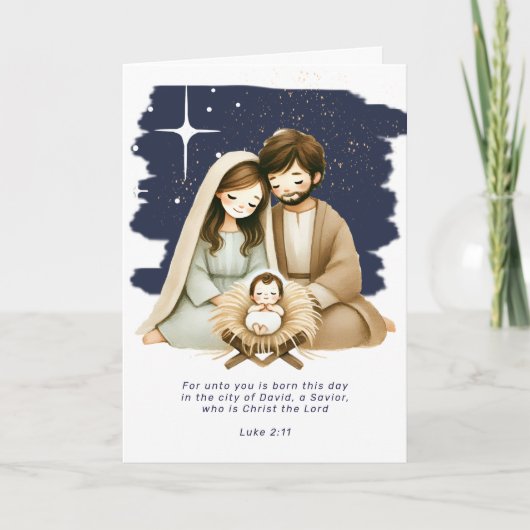 宗教的なクリスマス出生シーンと聖なる書物、 経典 シーズンカード (正面)