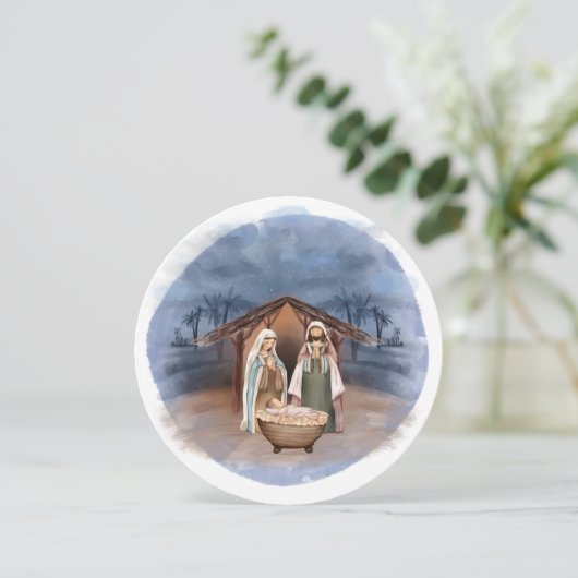 宗教的なクリスマス出生シーンと聖なる書物、 経典 シーズンカード (スタンド正面)