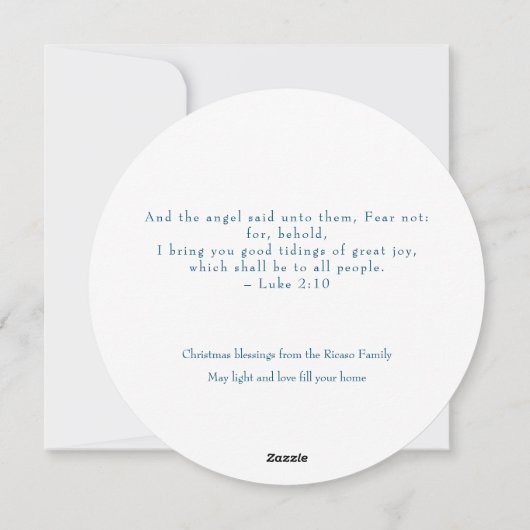 宗教的なクリスマス出生シーンと聖なる書物、 経典 シーズンカード (裏面)