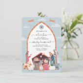 宗教的なクリスマス出生シーンパーティーの招待 招待状 (スタンド正面)