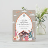 宗教的なクリスマス出生シーンパーティーの招待 招待状 (スタンド正面)