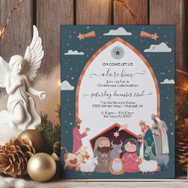 宗教的なクリスマス出生シーンパーティー 招待状