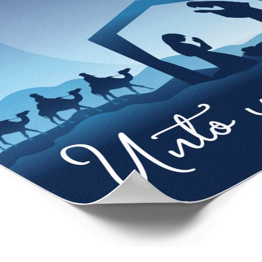 宗教的なクリスマス出生シーンブルークリスチャン ポスター (角)