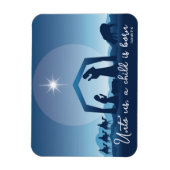 宗教的なクリスマス出生シーンブルー マグネット (縦)