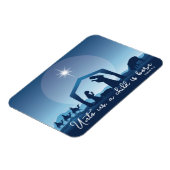 宗教的なクリスマス出生シーンブルー マグネット (左側)